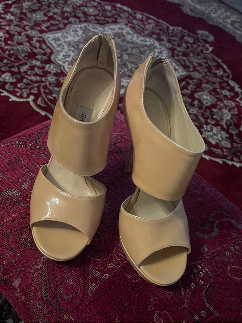 Jimmy Choo Nude Patent Leather Open-Toe High Heel Sandals